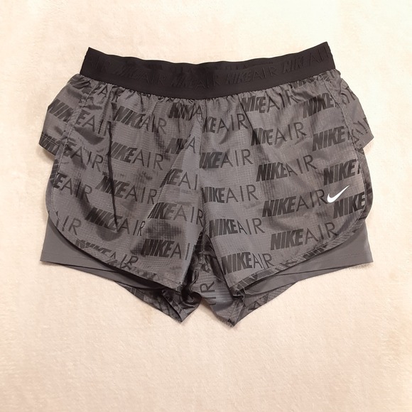 Nike Pants - Nike Womans Lightweight Running Shorts Sz.L/Gray-Black/Lined/NikeAir All Print